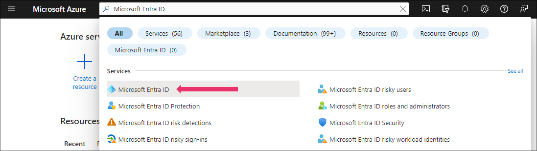 Select Microsoft Entra ID