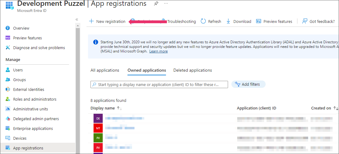 Click New registration