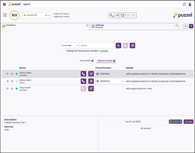 Example screenshot of user status indicators