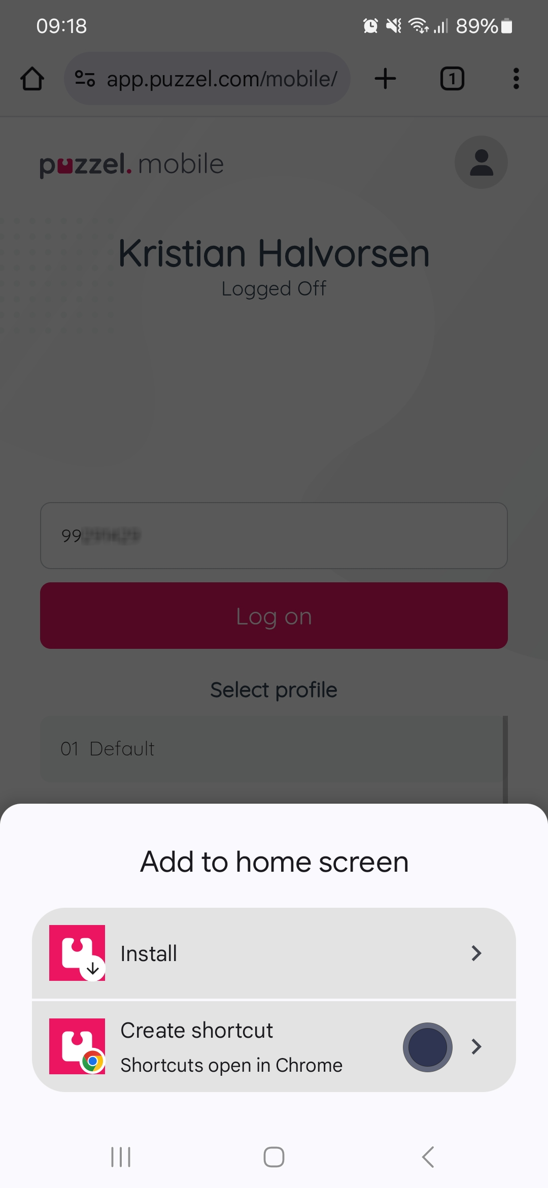 Tap create shortcut