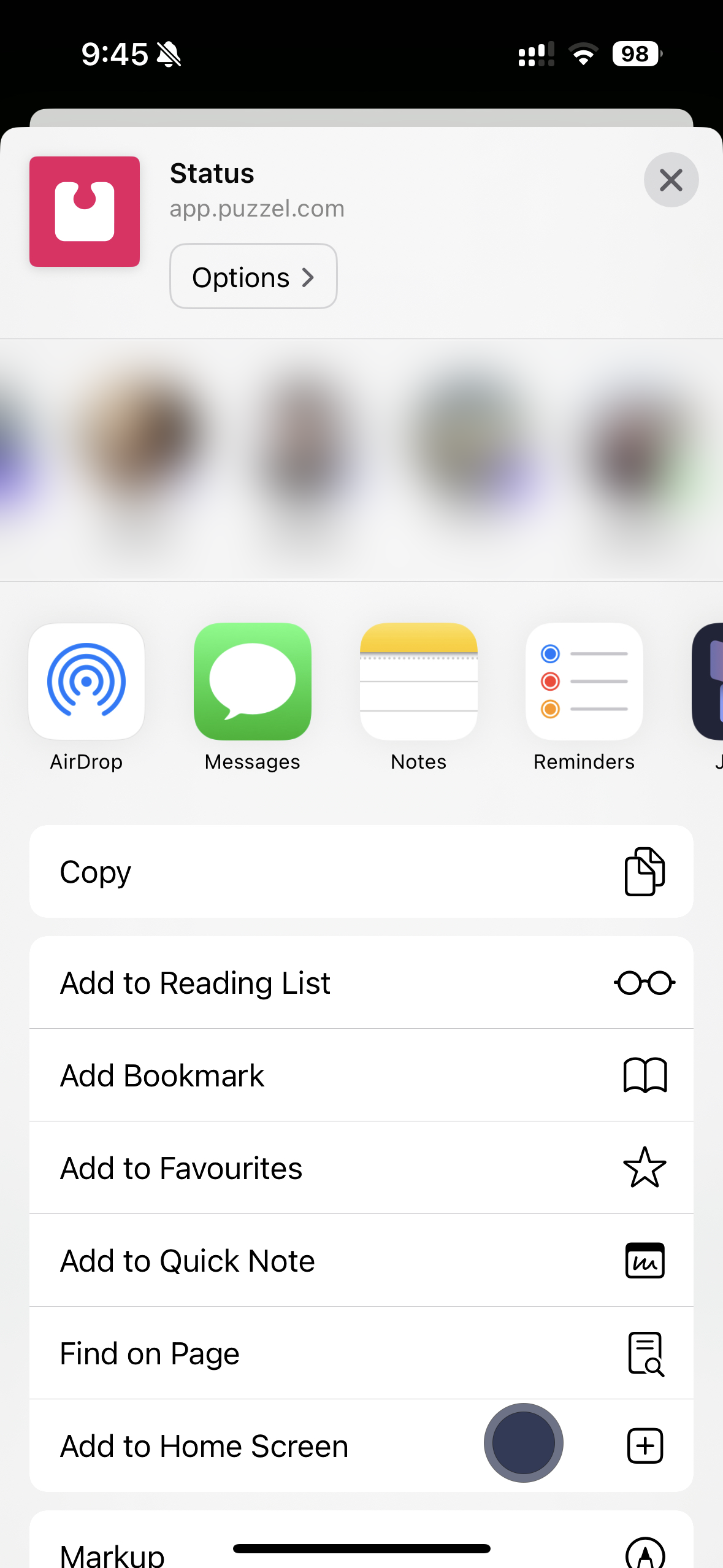 Tap add to home screen
