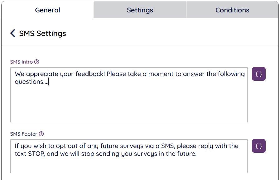 SMS Settings to support opt out