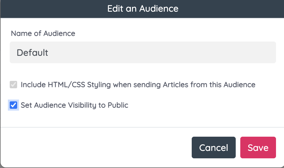 Edit an Audience modal