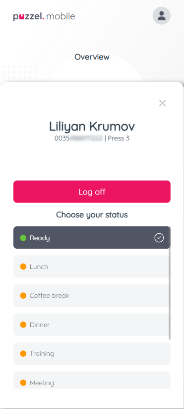 Modify agent’s status and/or profile