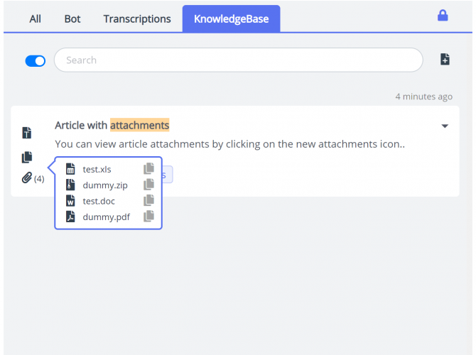 Agent Assist KB Panel Attachment Support