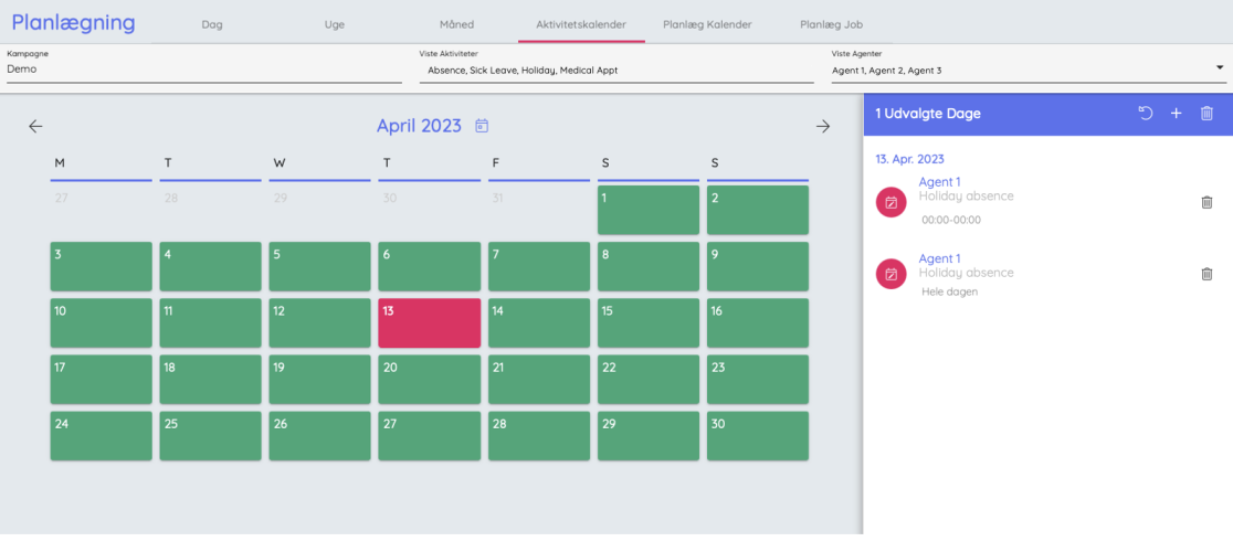 Activity Calendar Danish