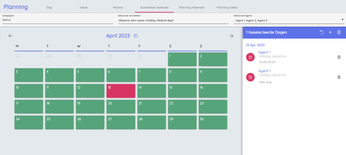 Activity Calendar  Dutch