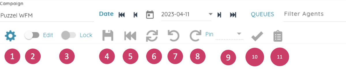 WFM overview buttons