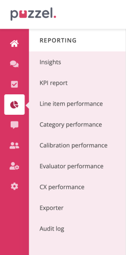 Reporting menu Puzzel QA