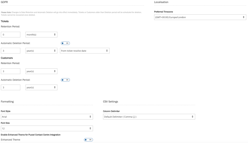 gdpr localisation and formatting