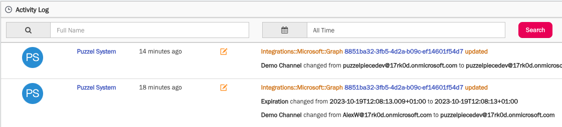 Microsoft Outlook Activity Log