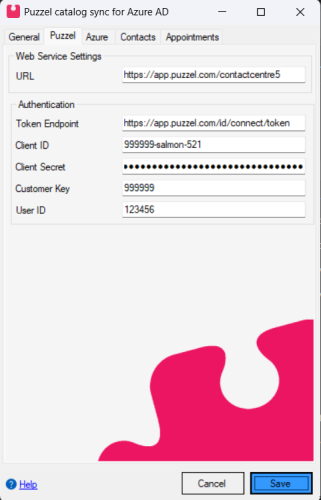 Catalog Sync - Puzzel ID Settings